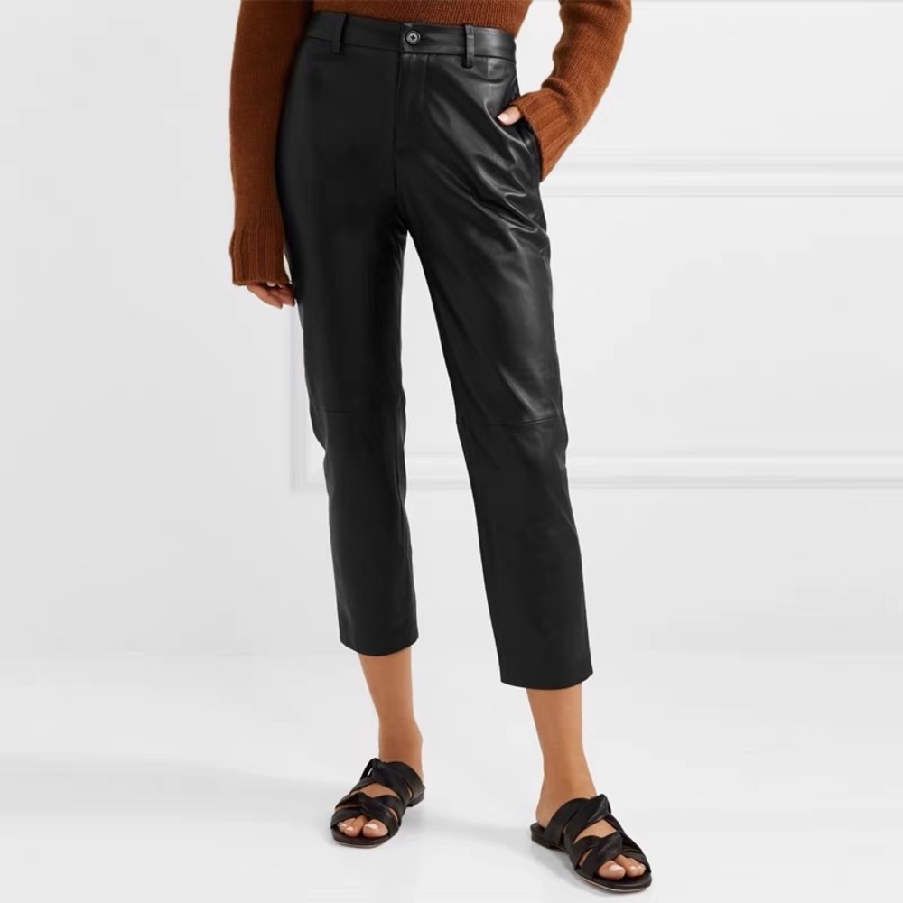 Straight leg leather pants